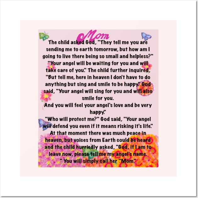 You will simply call her mom Beautiful poem about motherhood in  Blue script Wall Art by Artonmytee